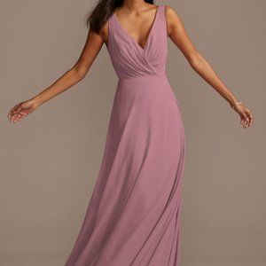 David's Bridal v-neck tank full skirt bridesmaid dress, Quartz, Size 8